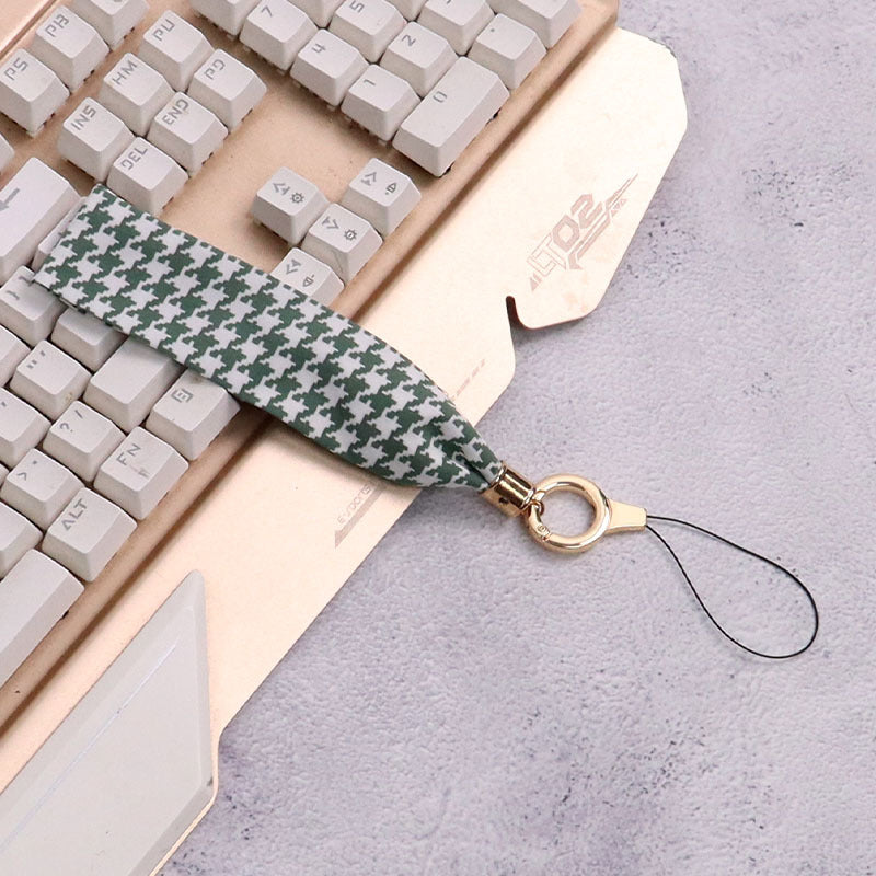 Cordón de tela para celular o multiusos pata de gallo verde océano