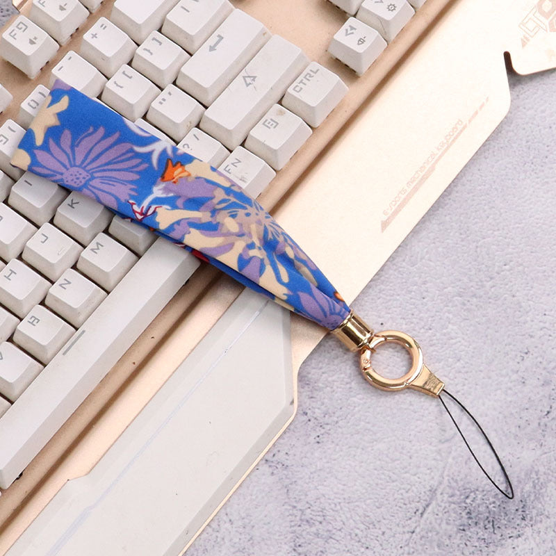 Cordón de tela para celular o multiusos crisantemo azul real