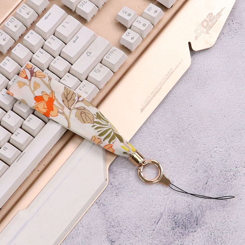 Cordón de tela para celular o multiusos crisantemo beige