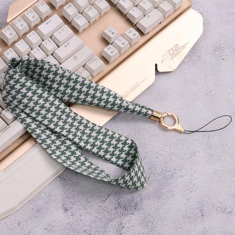 Cordón de tela para celular o multiusos pata de gallo verde océano