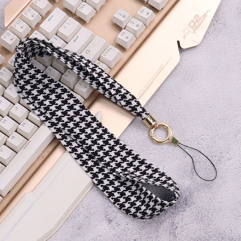 Cordón de tela para celular o multiusos pata de gallo Negro