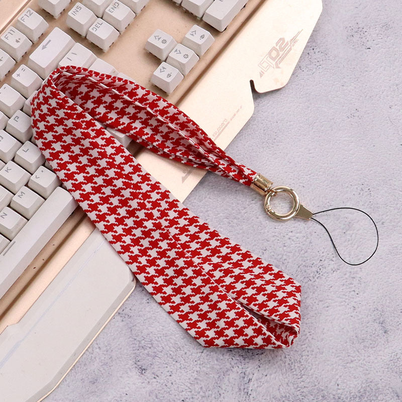 Cordón de tela para celular o multiusos pata de gallo Rojo