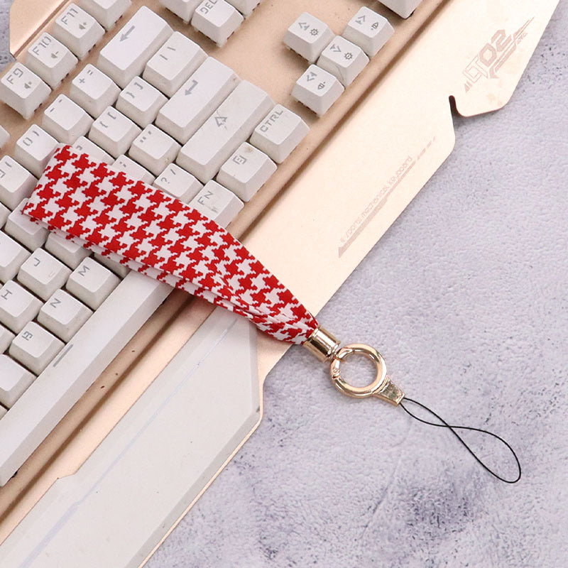 Cordón de tela para celular o multiusos pata de gallo Rojo