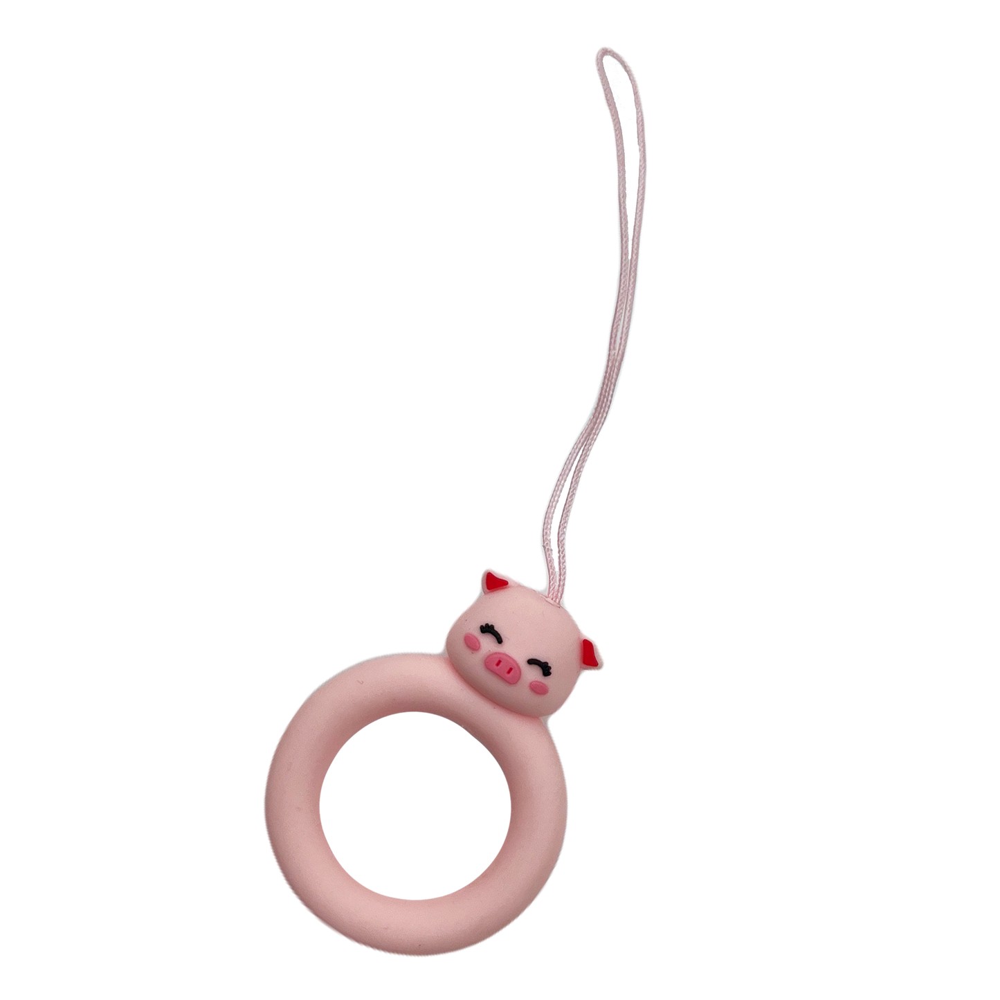 Cordón de anillo de silicona para celular o multiuso pink pig